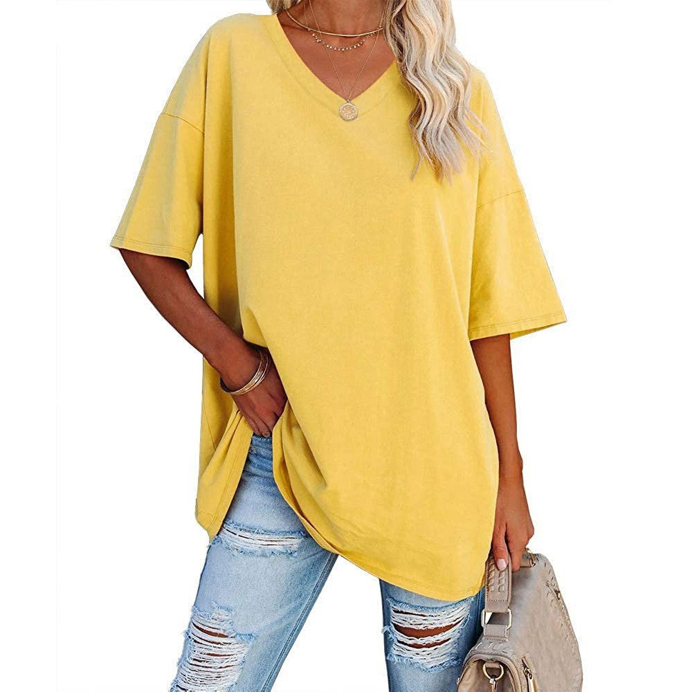 Women's Casual Loose V-neck T-shirt mysite