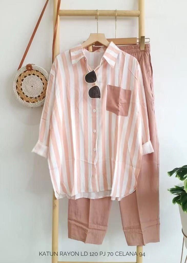Colorful casual striped 2-piece suit mysite