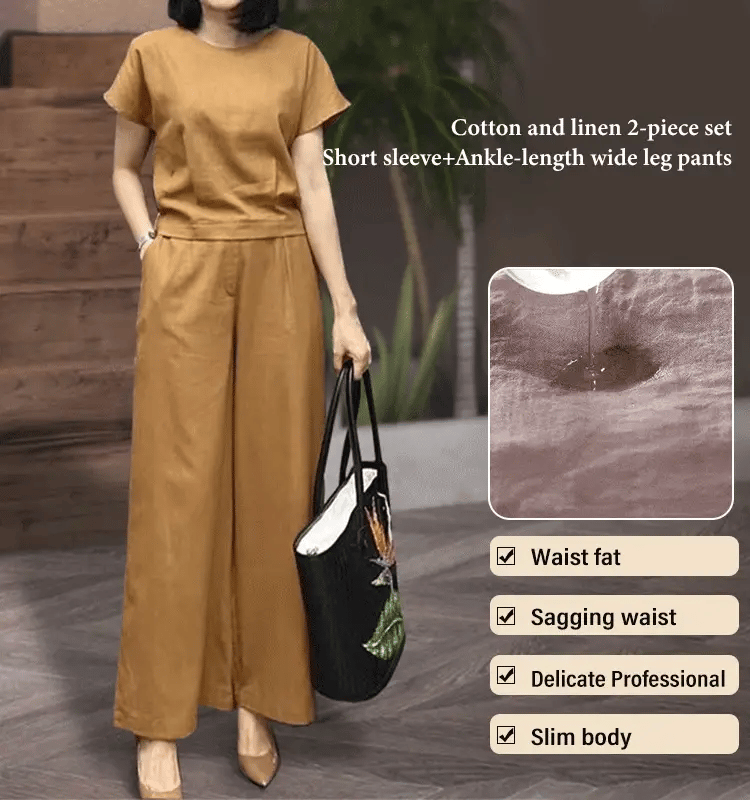 Last Day 40%OFF - Elegant Solid Cotton Linen 2-piece Set mysite