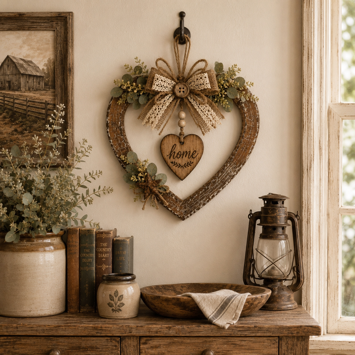 Rustic Farmhouse “Home” Heart Wreath – Ready-to-Hang Country Wall Decor mysite