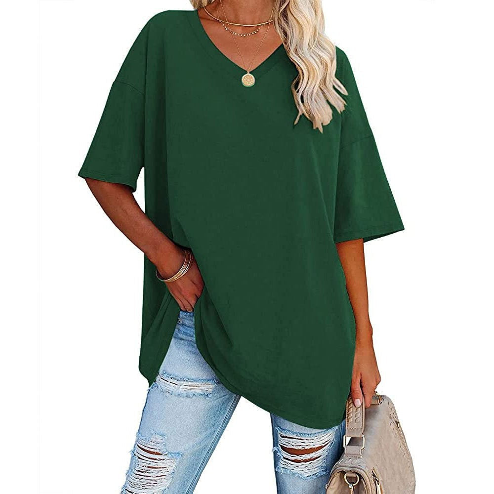 Women's Casual Loose V-neck T-shirt mysite