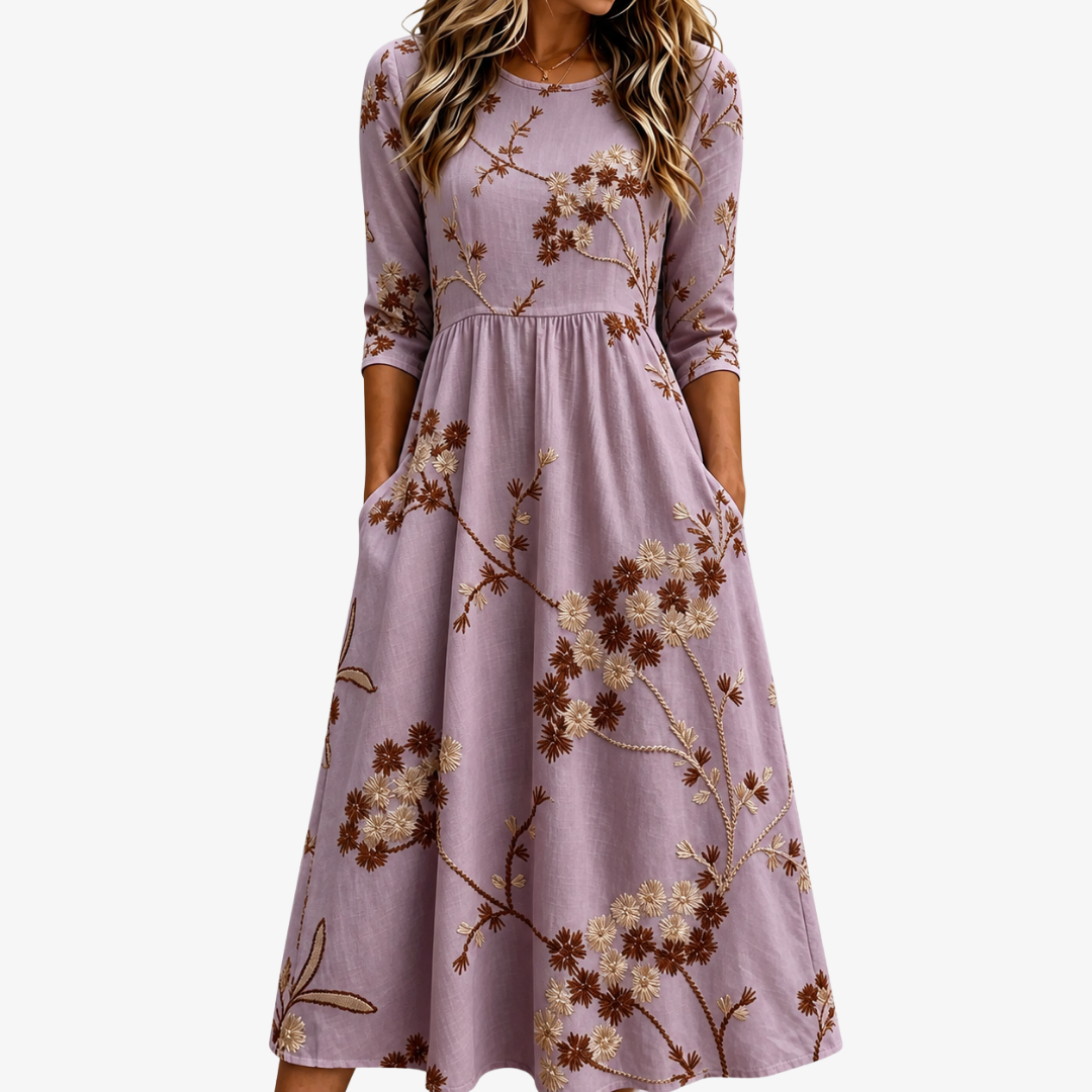Heather Meadow Floral Pocket Midi Dress mysite