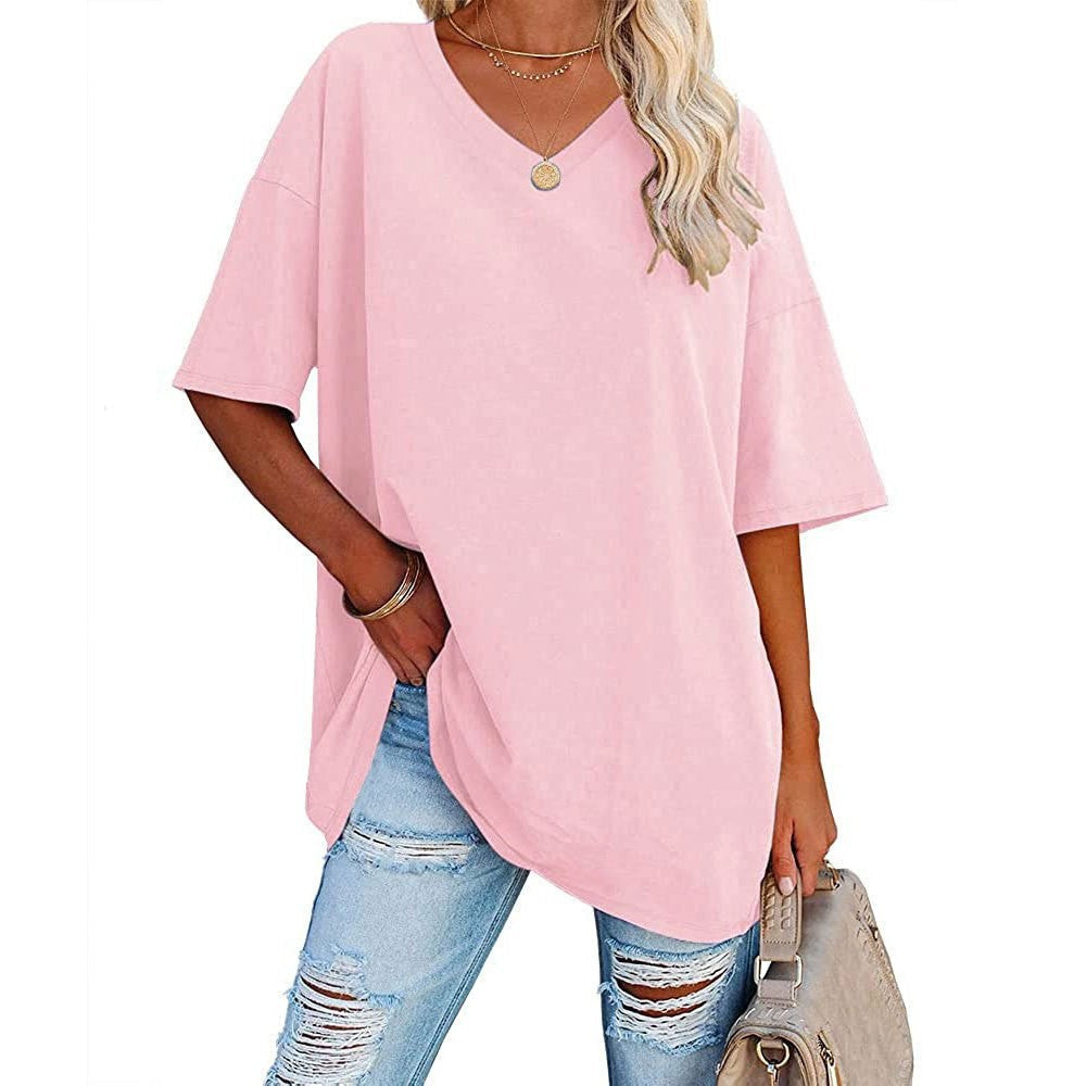 Women's Casual Loose V-neck T-shirt mysite