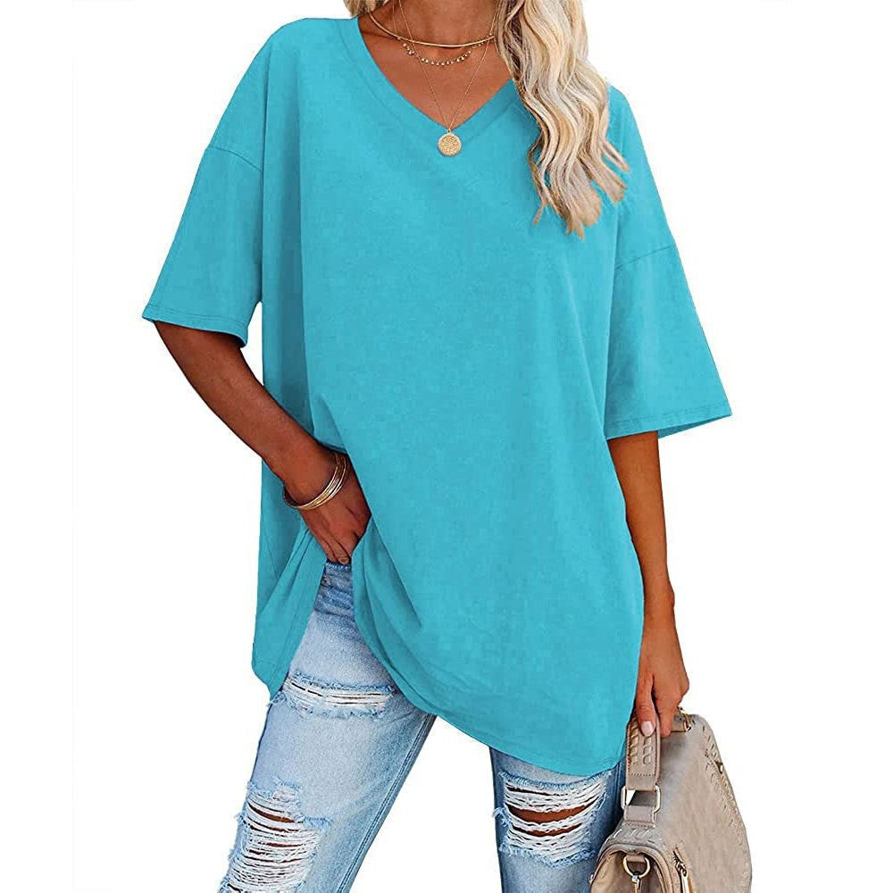 Women's Casual Loose V-neck T-shirt mysite
