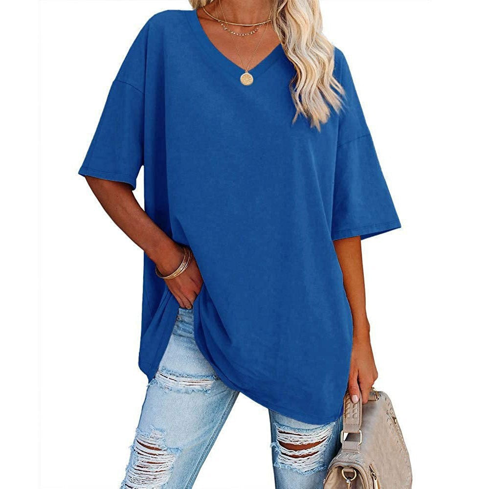 Women's Casual Loose V-neck T-shirt mysite