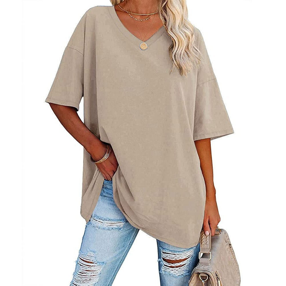 Women's Casual Loose V-neck T-shirt mysite