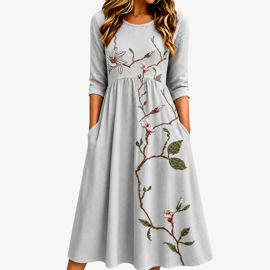 Silver Meadow Blossom Pocket Midi Dress mysite
