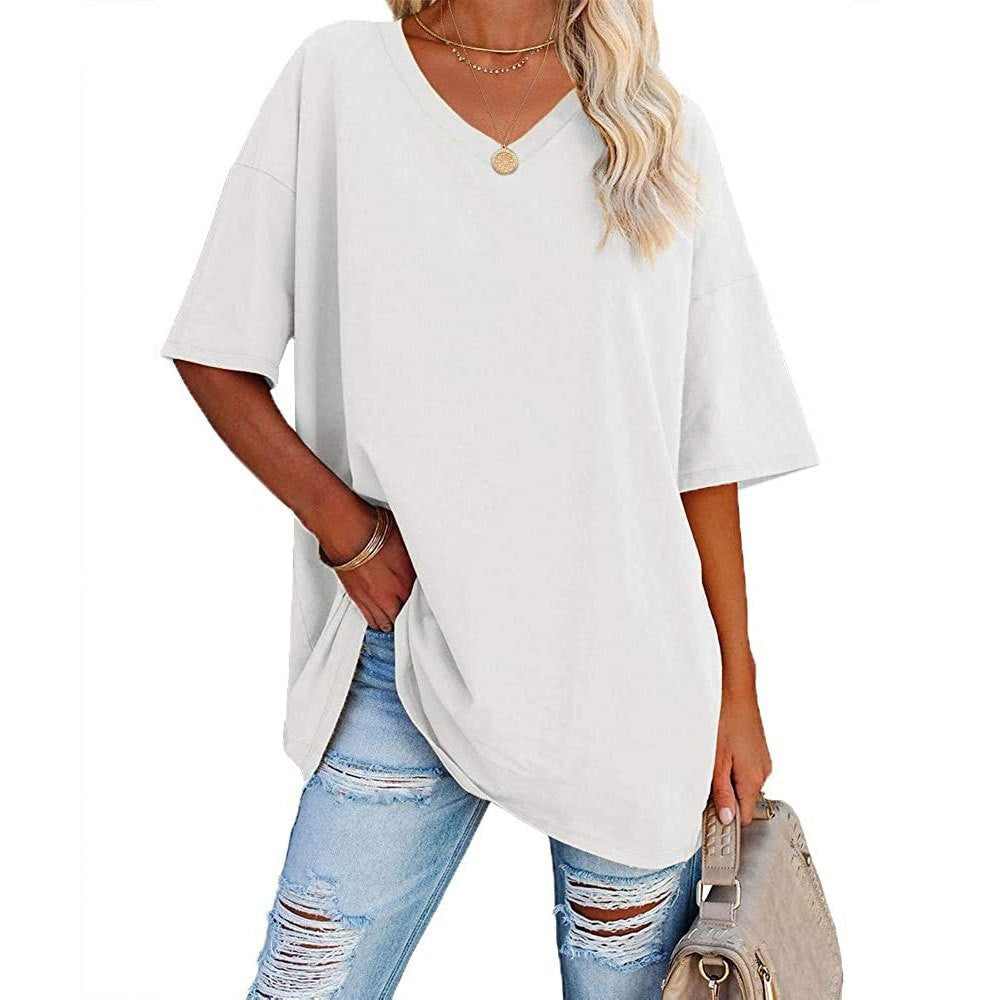 Women's Casual Loose V-neck T-shirt mysite