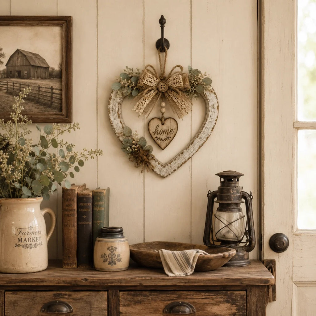 Rustic Farmhouse “Home” Heart Wreath – Ready-to-Hang Country Wall Decor mysite