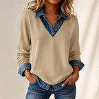 Women's Casual Patchwork Long Sleeve Top Marlovene