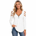 Women's Cold Shoulder Zipper T-Shirt Marlovene