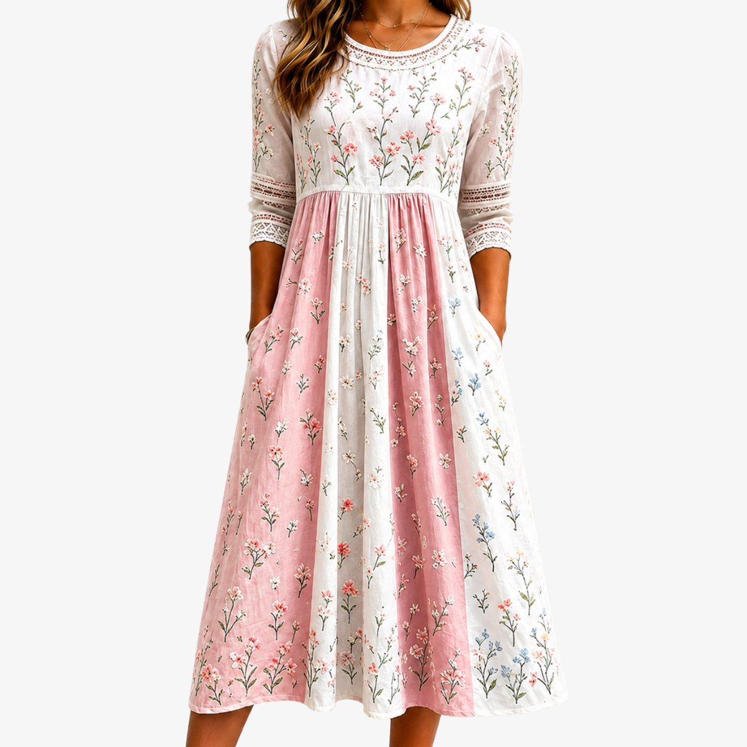 Blush Meadow Patchwork Pocket Midi Dress mysite