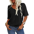 💖2026 Summer Sale 50% OFF💥Women's Solid Color V-Neck T-shirt mysite