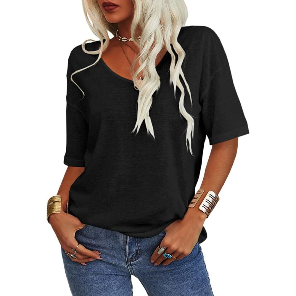 💖2026 Summer Sale 50% OFF💥Women's Solid Color V-Neck T-shirt mysite