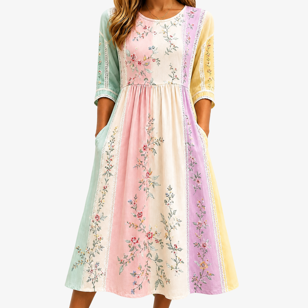 Pastel Garden Panel Pocket Midi Dress mysite