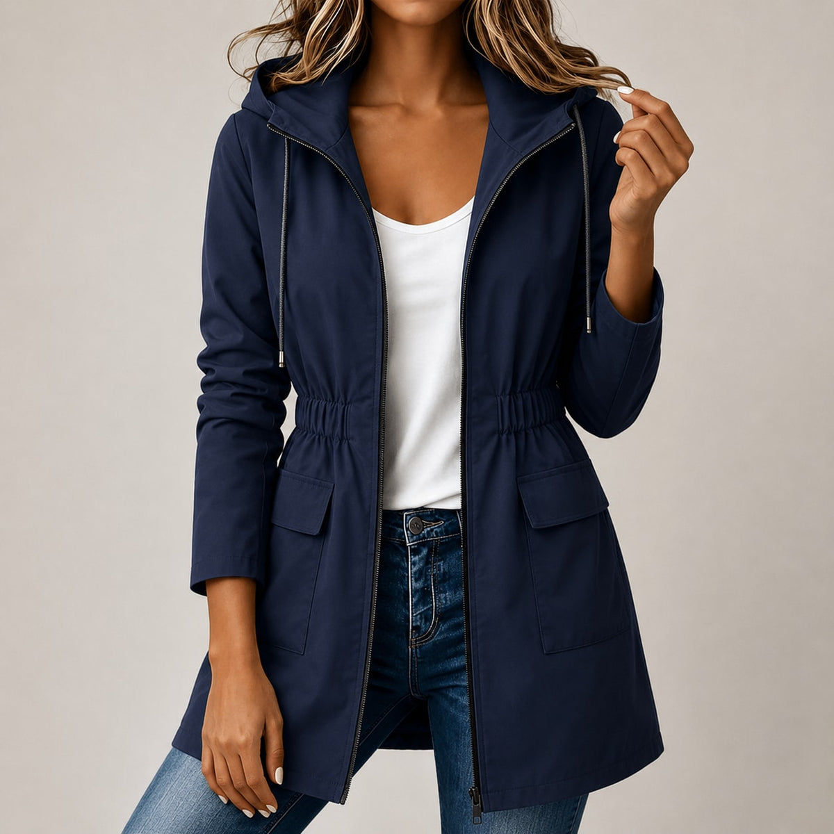 Women's Water Resistant Hooded Rain Jacket Marlovene