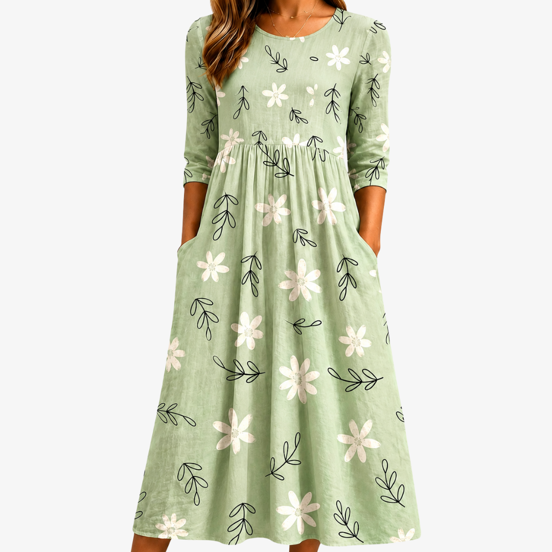 Sage Blossom Everyday Pocket Midi Dress mysite