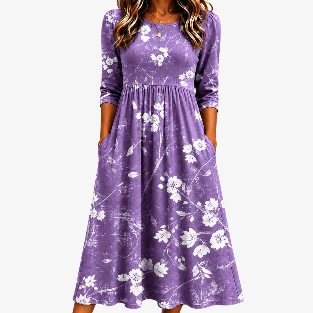 Lavender Bloom Comfort Pocket Midi Dress mysite