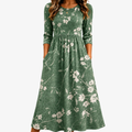 Evergreen Bloom Relaxed Pocket Midi Dress mysite