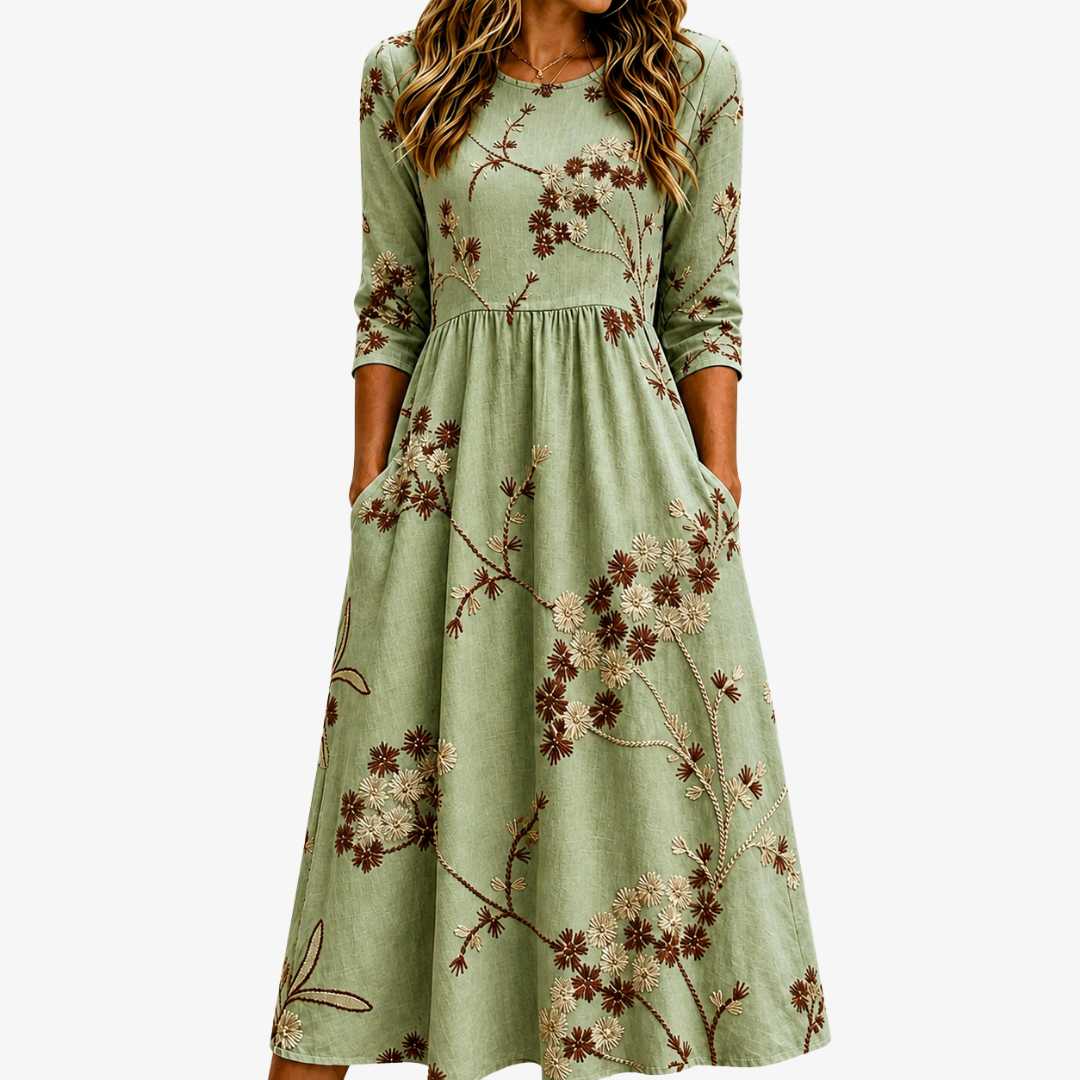 Sage Meadow Floral Pocket Midi Dress mysite