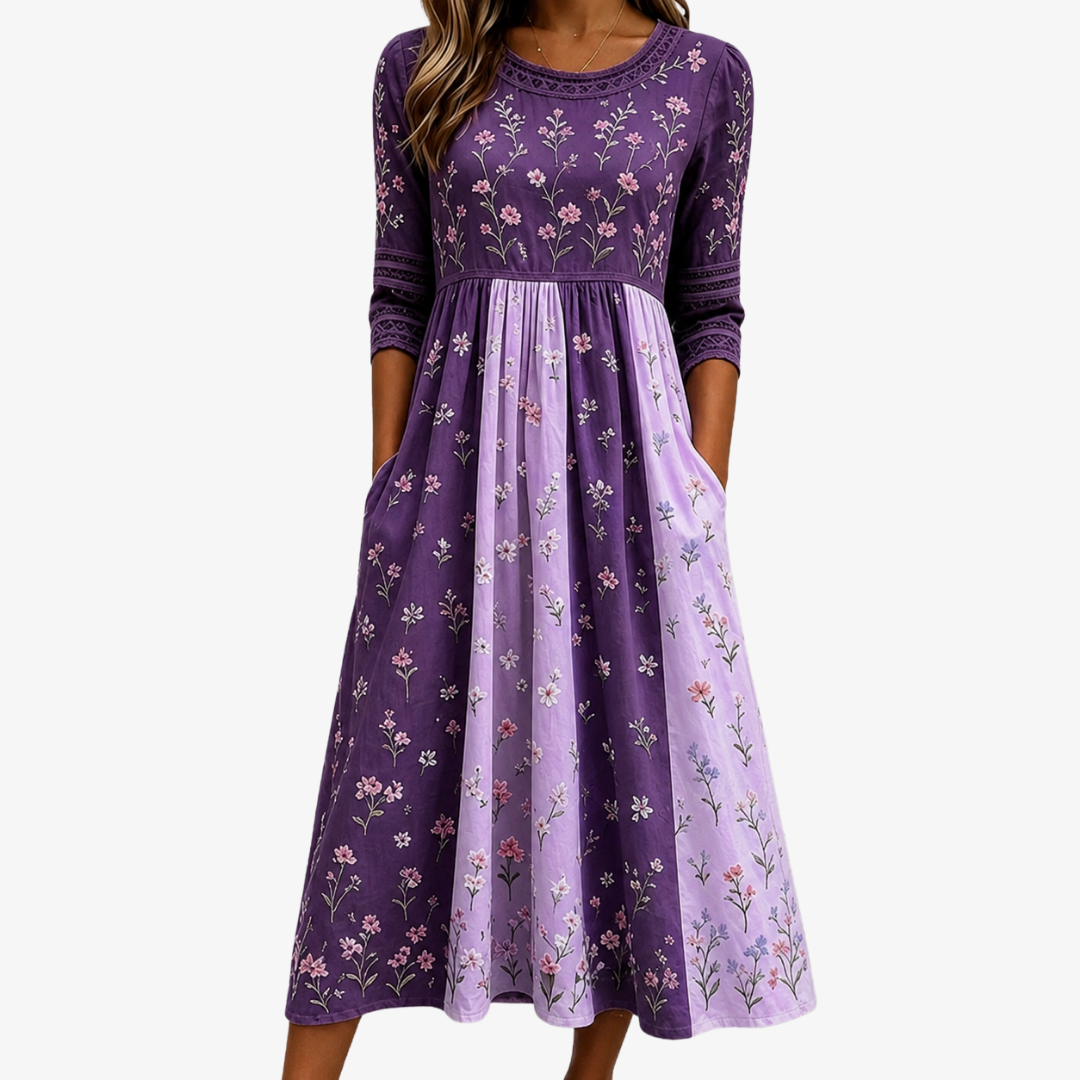 Lavender Wildflower Panel Midi Dress mysite