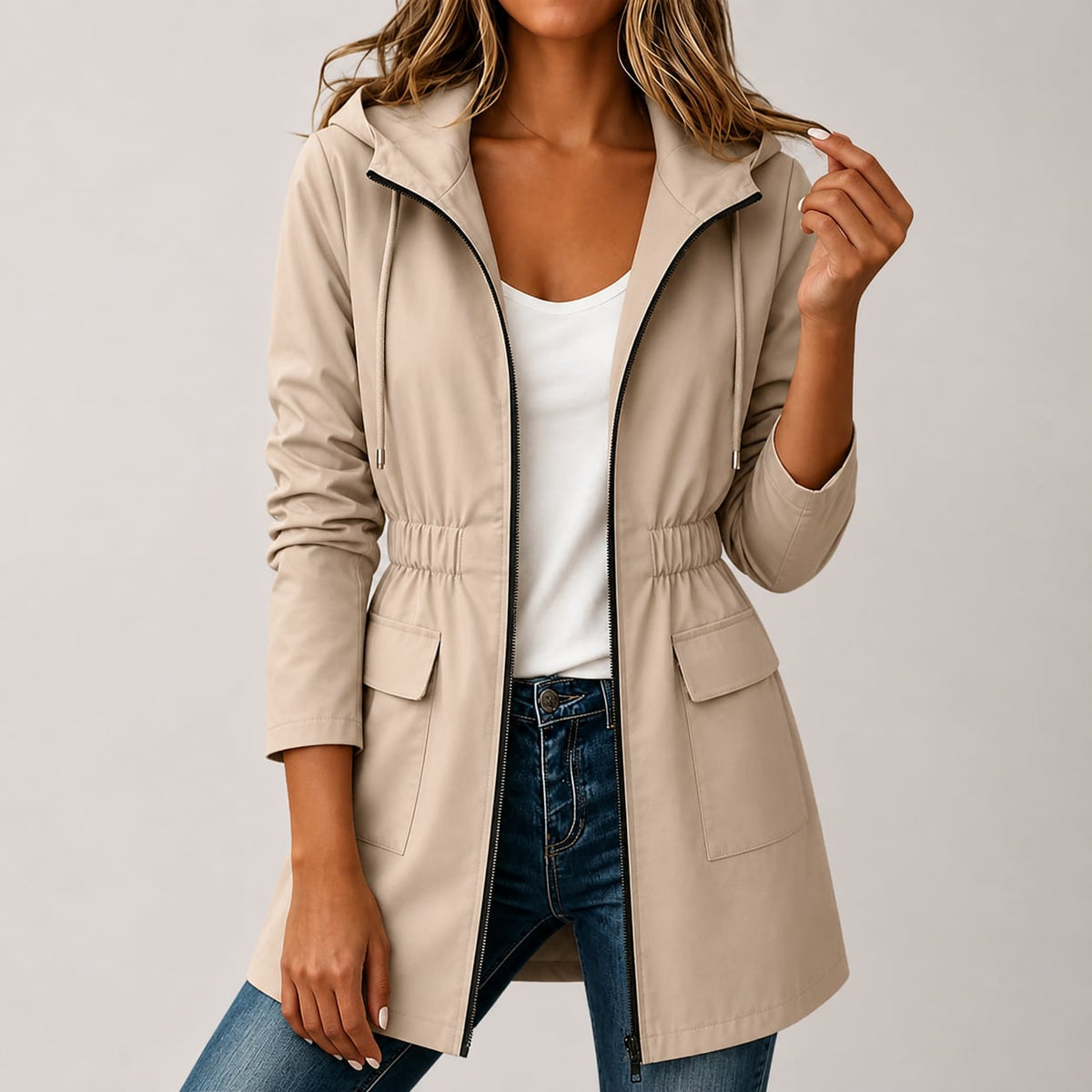 Women's Water Resistant Hooded Rain Jacket Marlovene