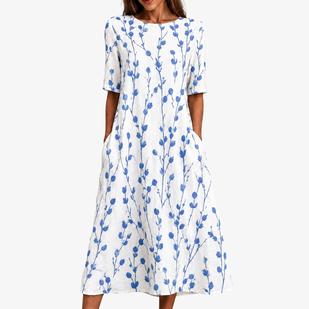 Blue Meadow Breeze Pocket Midi Dress mysite