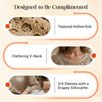 🥰Summer Sale💛Womens Bohemian-Inspired Beige Crochet Top With V-Neck mysite