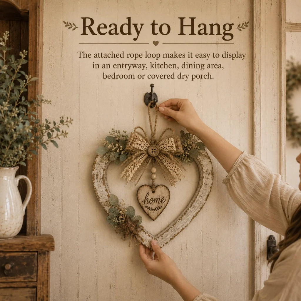 Rustic Farmhouse “Home” Heart Wreath – Ready-to-Hang Country Wall Decor mysite