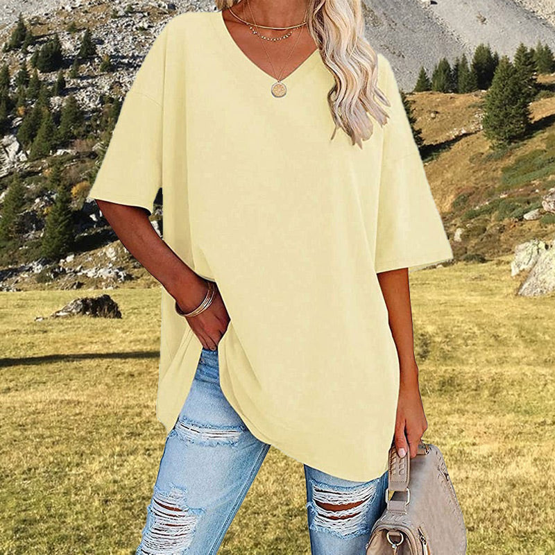 Women's Casual Loose V-neck T-shirt mysite