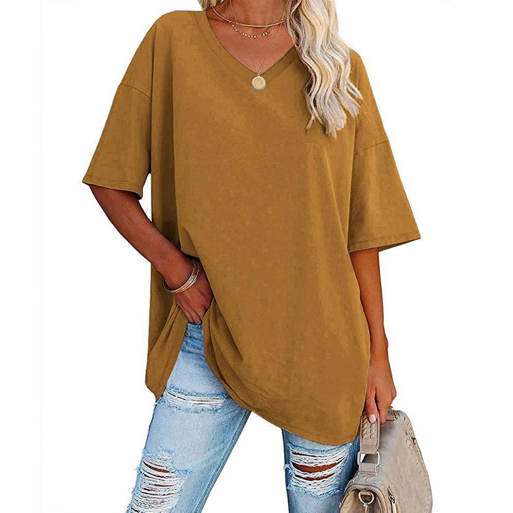 Women's Casual Loose V-neck T-shirt mysite