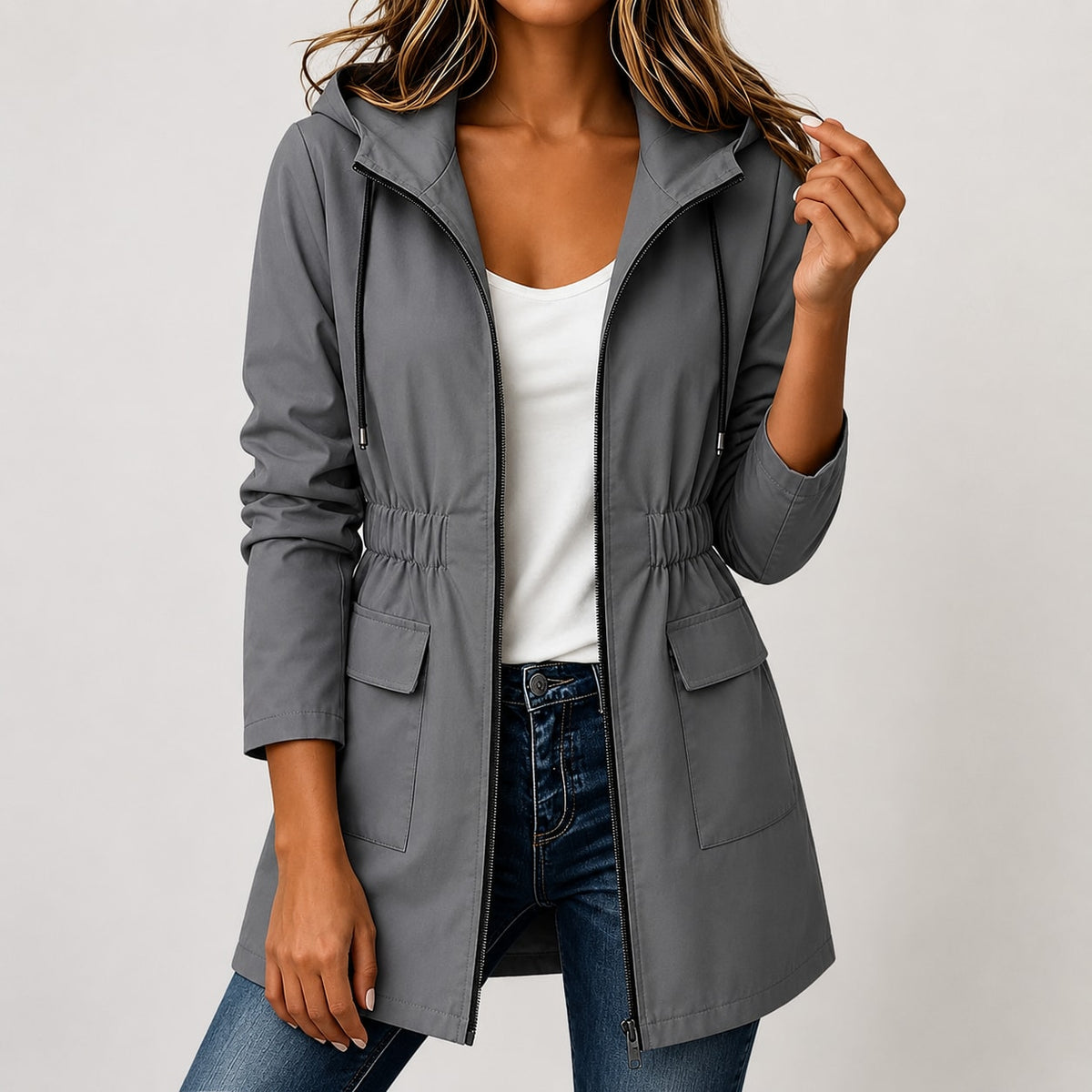 Women's Water Resistant Hooded Rain Jacket Marlovene