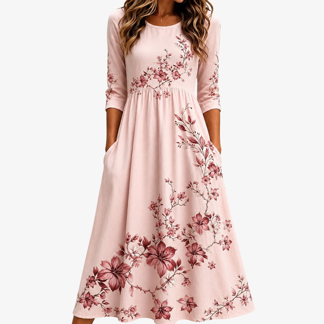 Rose Garden Charm Pocket Midi Dress mysite