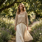🥰Summer Sale💛Womens Bohemian-Inspired Beige Crochet Top With V-Neck mysite