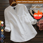 Japanese Style Handmade Linen Cotton Casual Loose Shirt mysite