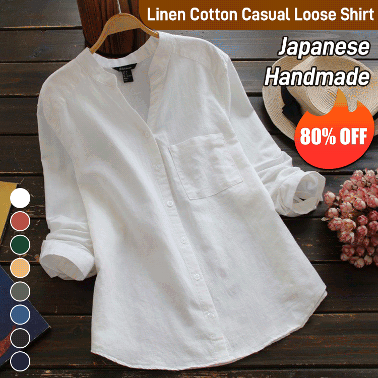 Japanese Style Handmade Linen Cotton Casual Loose Shirt mysite