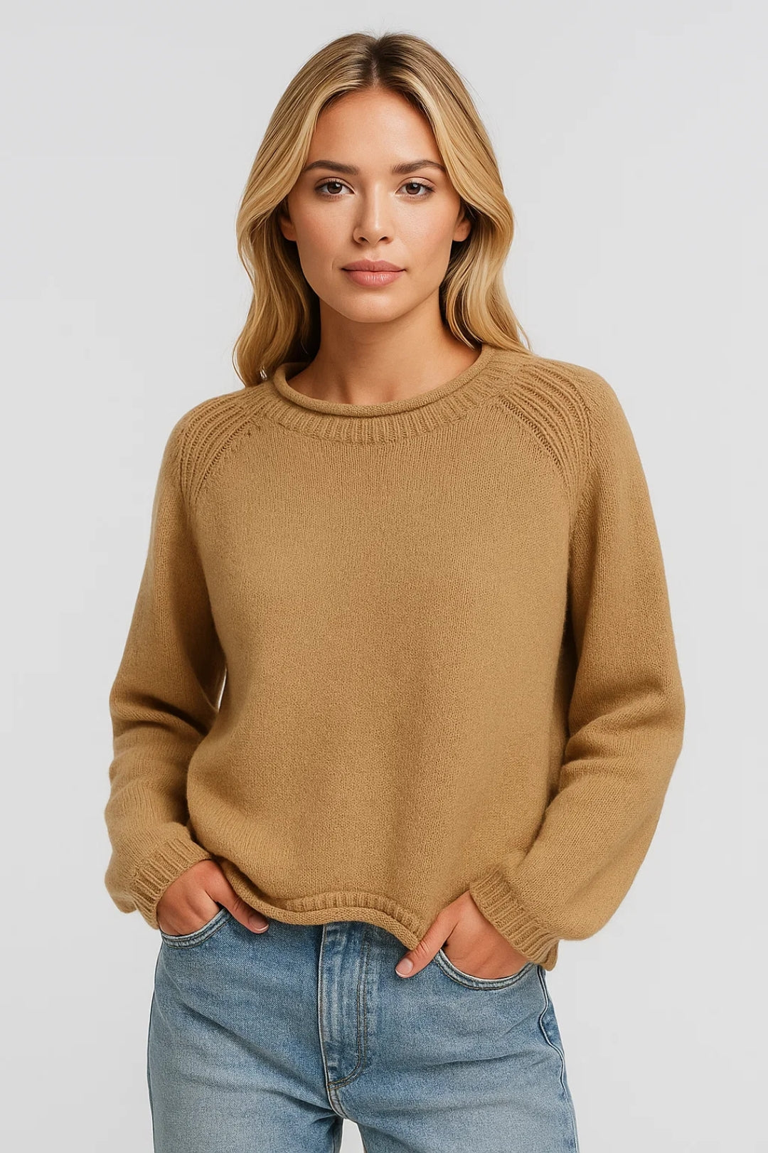 VESNA | SOFT ROUND-NECK KNIT SWEATER WITH SHOULDER DETAIL mysite