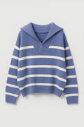 KAIRIS | ZIP-COLLAR STRIPED KNIT SWEATER mysite