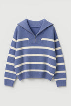 KAIRIS | ZIP-COLLAR STRIPED KNIT SWEATER mysite