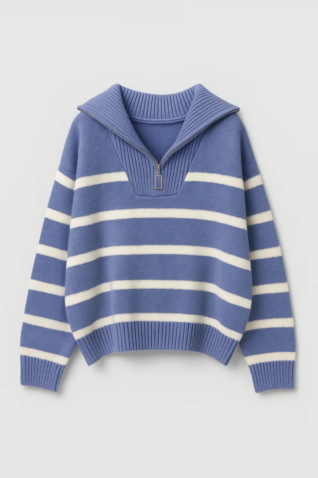 KAIRIS | ZIP-COLLAR STRIPED KNIT SWEATER mysite