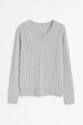 SUNNIVA | V-NECK CABLE-KNIT SWEATER mysite