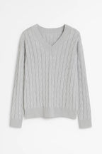 SUNNIVA | V-NECK CABLE-KNIT SWEATER mysite
