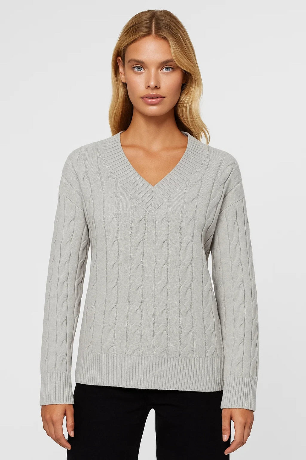 SUNNIVA | V-NECK CABLE-KNIT SWEATER mysite