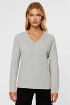 SUNNIVA | V-NECK CABLE-KNIT SWEATER mysite