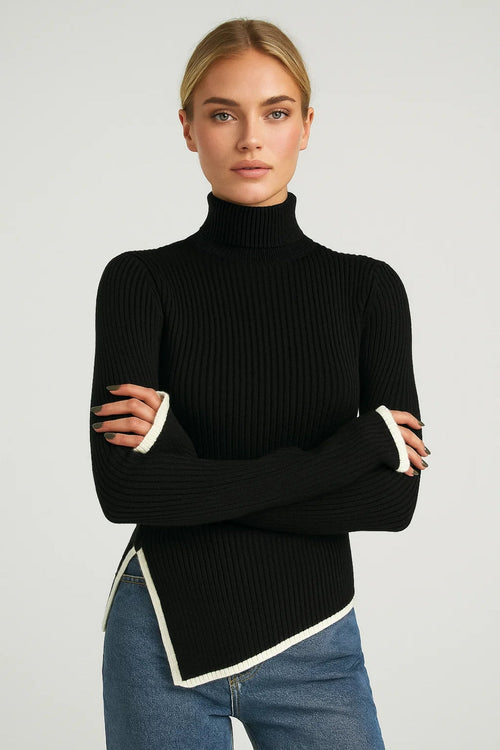 AUREOLE | FLARED-SLEEVE TURTONLECK KNIT SWEATER mysite