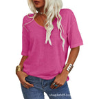 💖2026 Summer Sale 50% OFF💥Women's Solid Color V-Neck T-shirt mysite