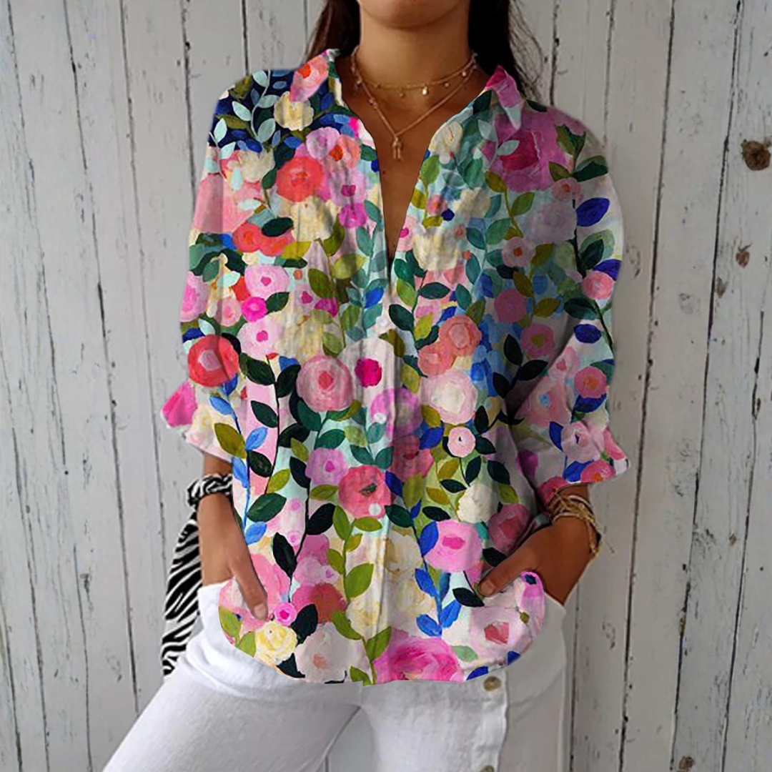 Sylvia | Hand-Painted Floral Blouse mysite
