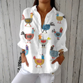 Noelia | Playful Hens Print Blouse mysite