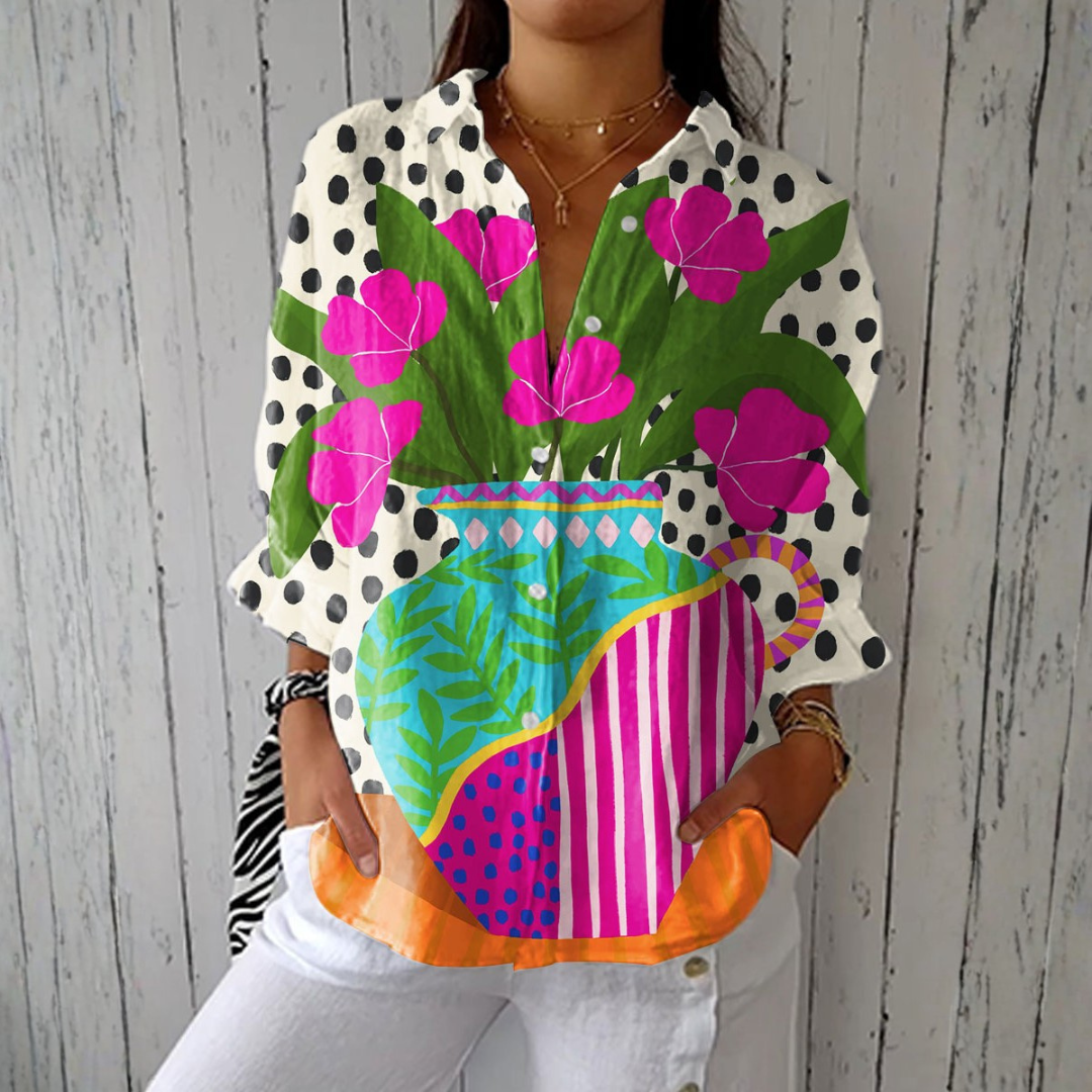 Odette | Floral Vase Print Blouse mysite