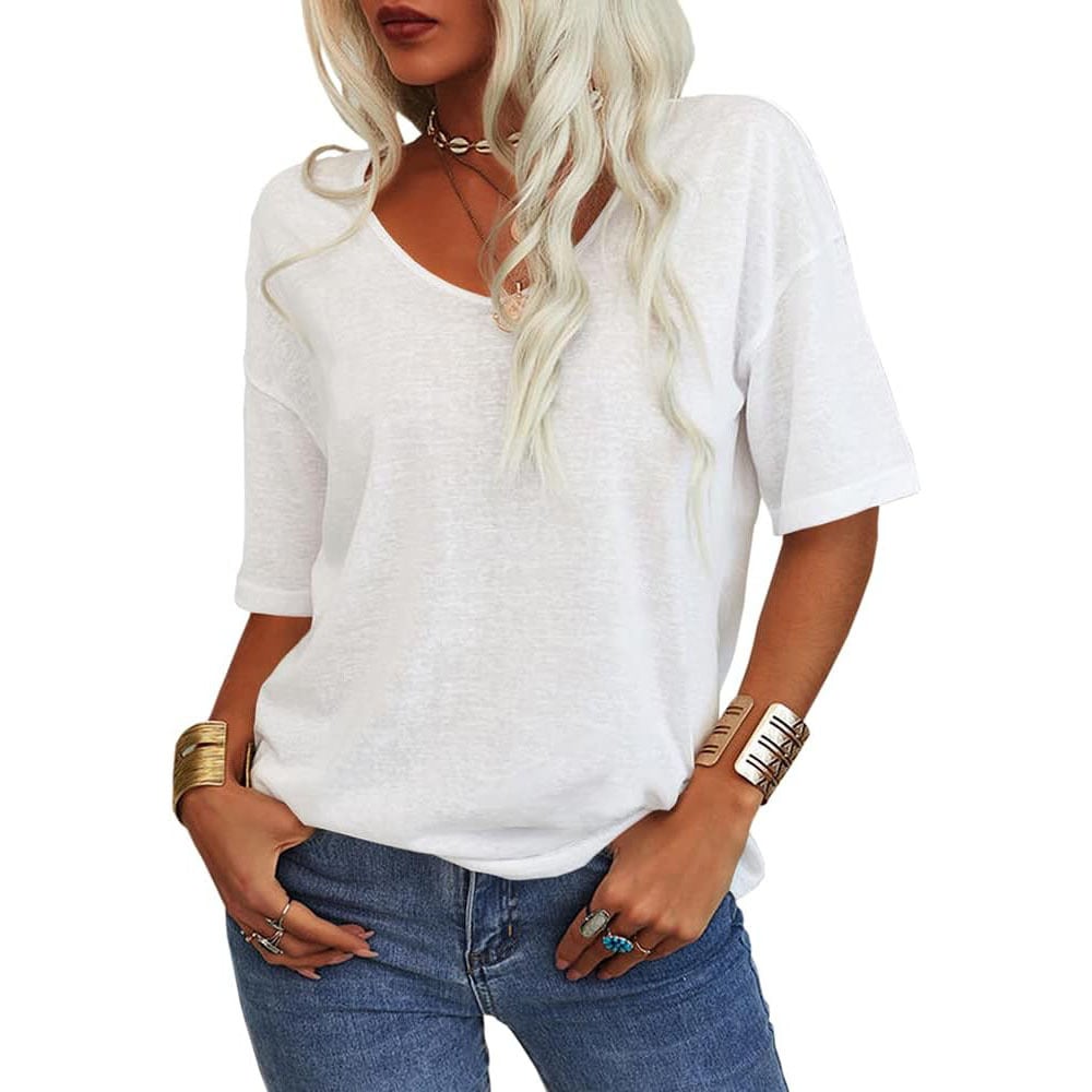 💖2026 Summer Sale 50% OFF💥Women's Solid Color V-Neck T-shirt mysite